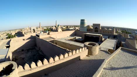 aerial view on streets of the old city. uzbekistan. khiva.