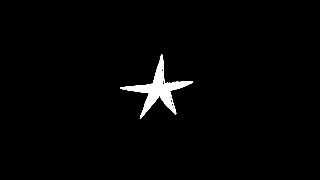 Hand Drawn White Star on Black Background