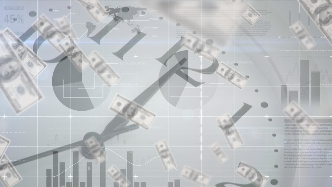 미국 달러 지폐의 애니메이션과 데이터 처리