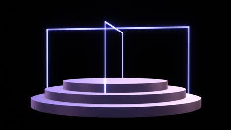 podium with neon double laser frame