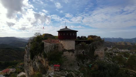 majestic panorama of ancient petrela castle, an epic stronghold, perched on a rocky hill, witness to historic battles