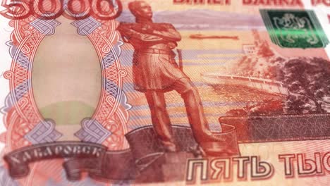5000 russian ruble - the national currency of russia - extreme detail of russian ruble russian currency - 5000 ₽ russian ruble - printing money - 4k - russian federation currency stock video - obverse of 5000 russian rubles