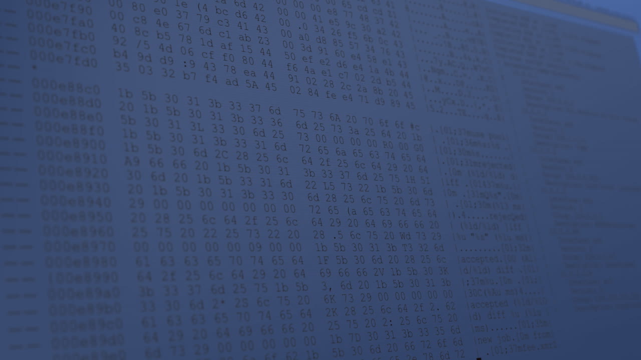 Animation of financial data processing over blue background