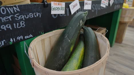 zucchini squash on display at a grocery store