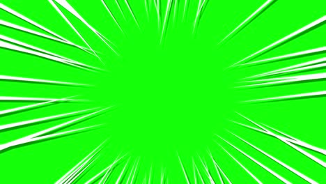 white colorful radial shining speed line. abstract fast motion in green screen background.