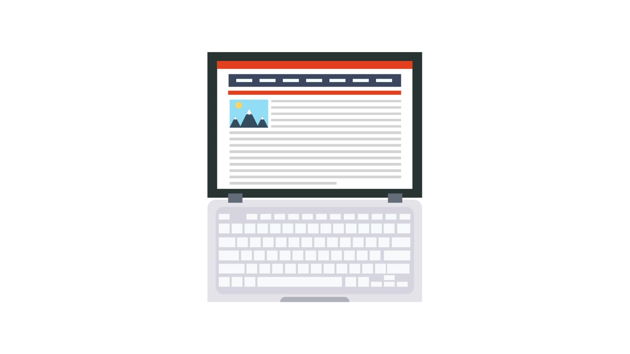 Animated Laptop Displaying a Web Page with Content