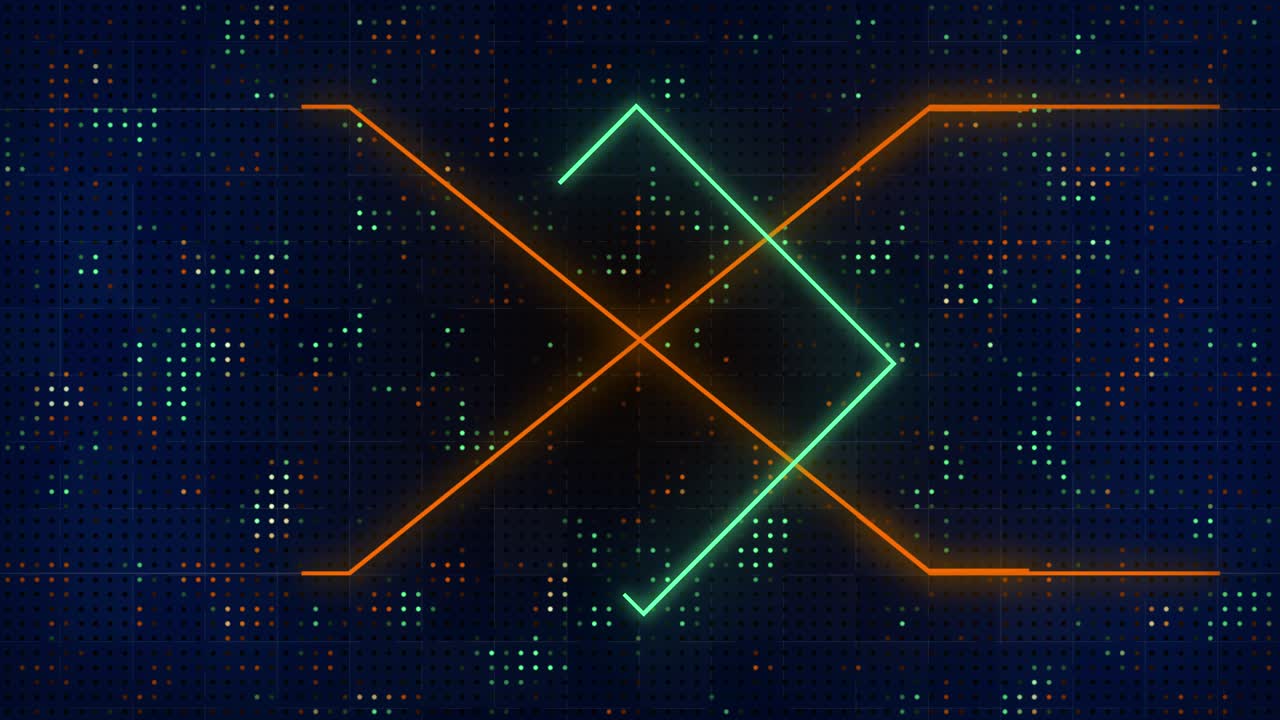 Abstract Digital Grid Background with Dynamic Neon Lines and Data Points