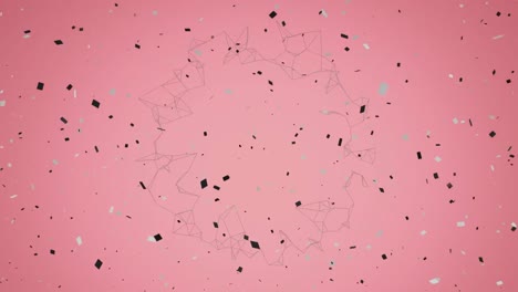 animation of spinning network of connections on pink background