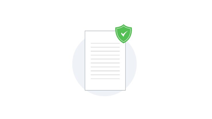 Animated Document with Green Security Shield and Checkmark