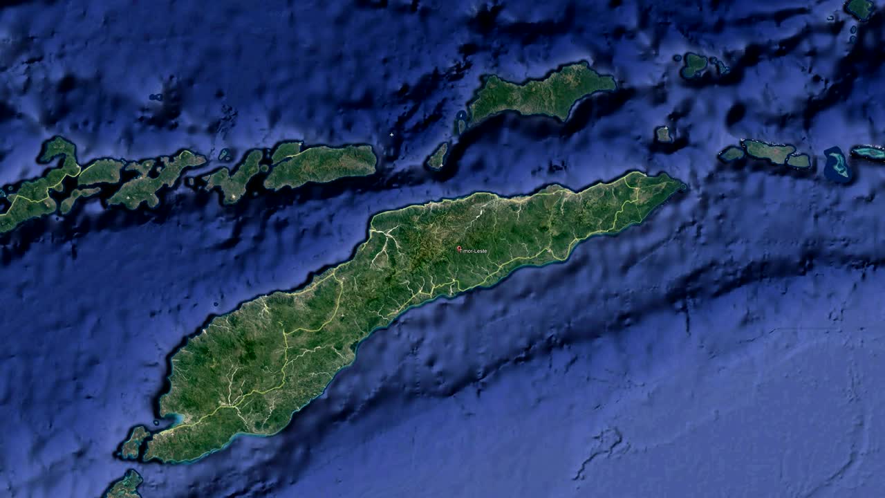 East Timor with flag. 3d earth in space - zoom in East Timor outer