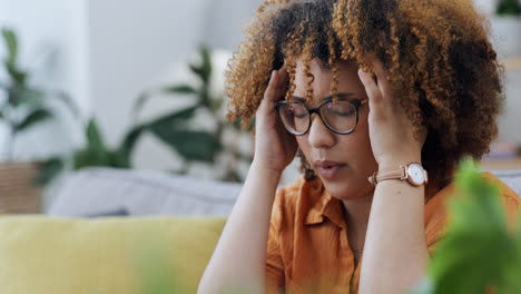 stress, headache and black woman with anxiety