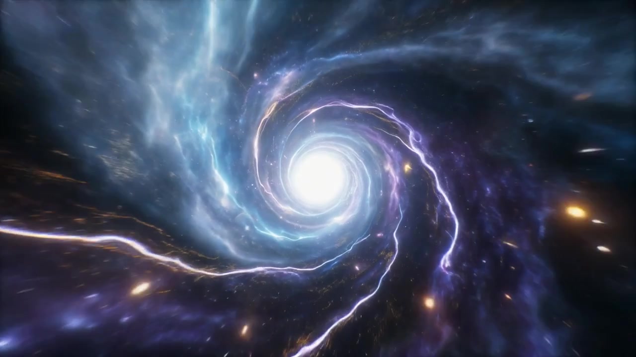 Abstrakt animasjon av et glødende spiralgalakse-ormehull