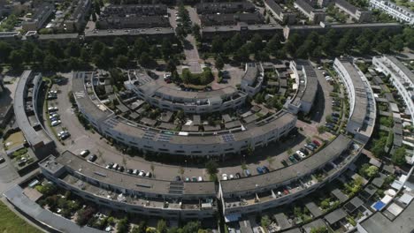 drone slowmotion of a dutch modern neighborhood in zoetermeer