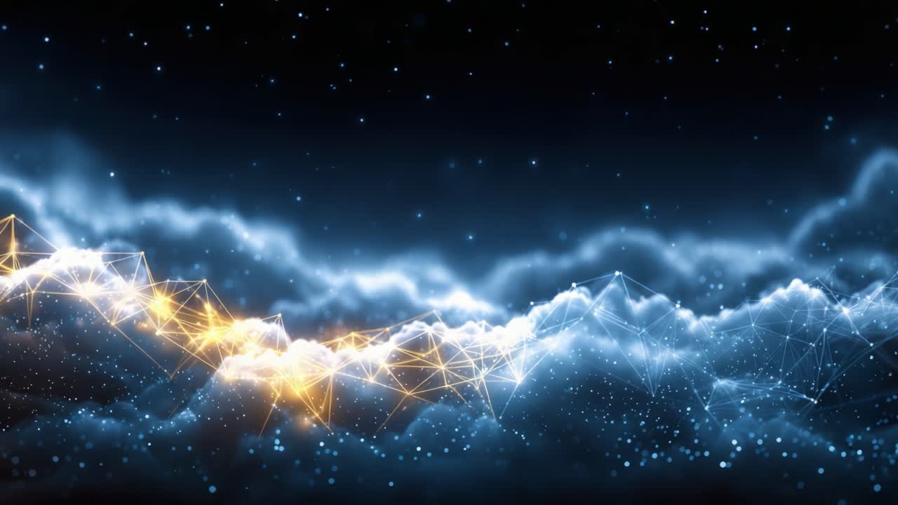 A mesmerizing cosmic scene highlighting ethereal clouds illuminated by twinkling stars, creating a stunning visual of celestial beauty and tranquility in a digital universe