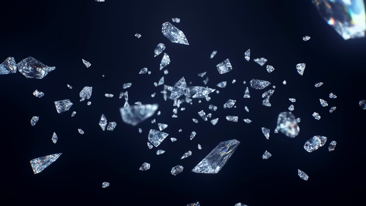 Diamanti e gemme scintillanti fluttuanti su uno sfondo scuro