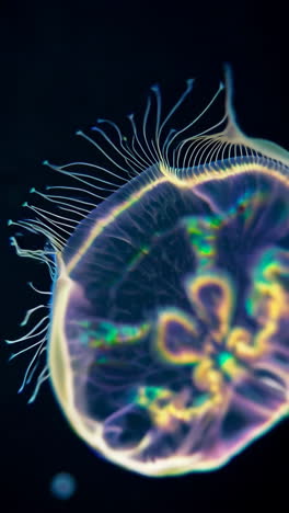 closeup of a moon jellyfish