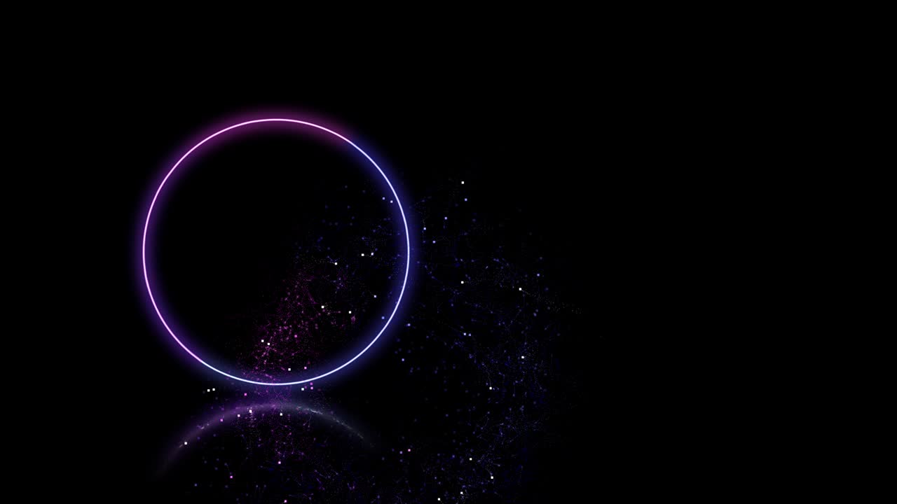 네온 원이 검은 바탕에 회전하고 반이고 있습니다.