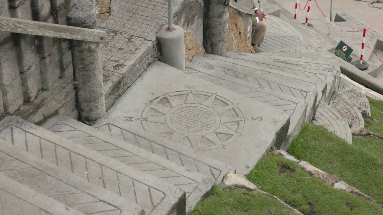 Stone stairs with compass rose detail