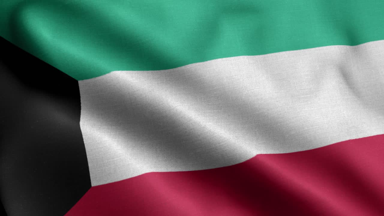 primer plano ondeando lazo 4k bandera nacional de kuwait