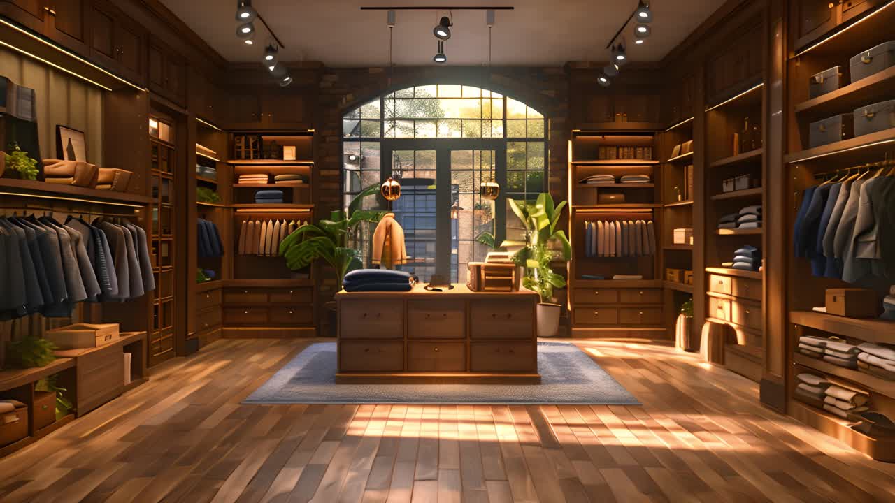 Luxurious Walk-in Closet with Wooden Cabinetry and Natural Light