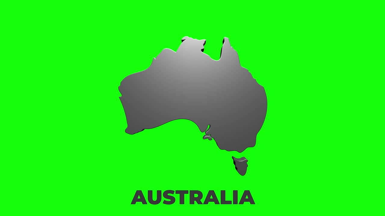 오스트레일리아 지도: 지역별로 소개 4k 애니메이션 오스트레일리아 지도 소개 배경: 국가가 하나씩 나타나고 사라지고 카메라의 움직임