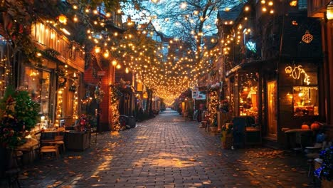 festive street with christmas lights
