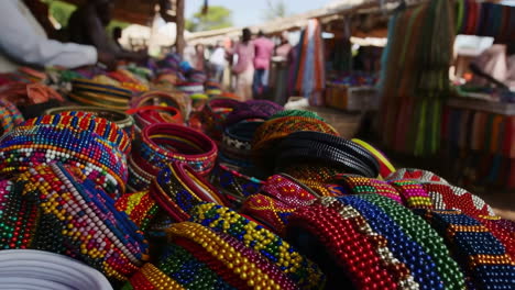 colorful beaded bracelets at african market