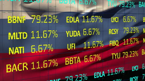 animation of data processing over flag of russia