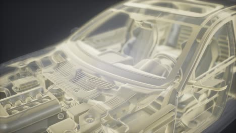 Animación-Holográfica-Del-Modelo-De-Coche-De-Estructura-Metálica-3d-Con-Motor