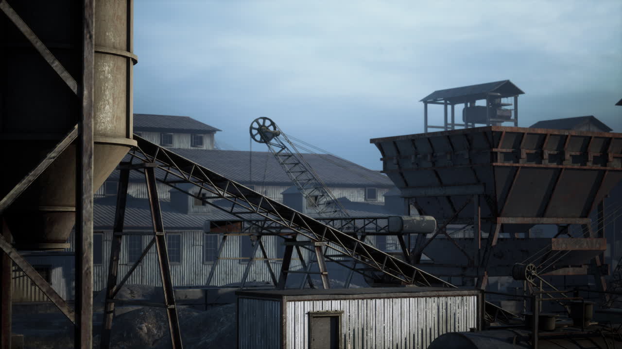 오래된 검은 석탄 광산의 파노라마