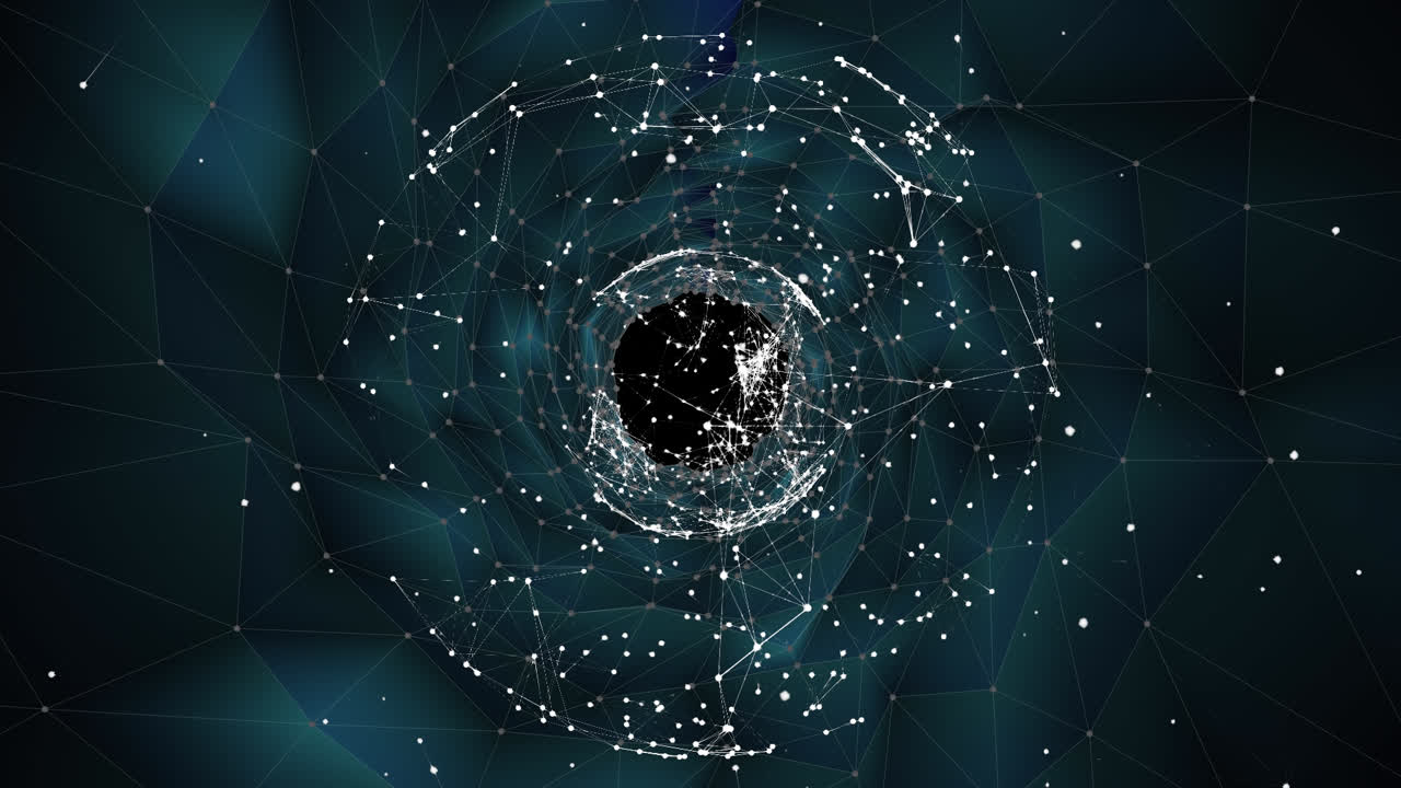 animación del globo con conexiones sobre el espacio digital negro