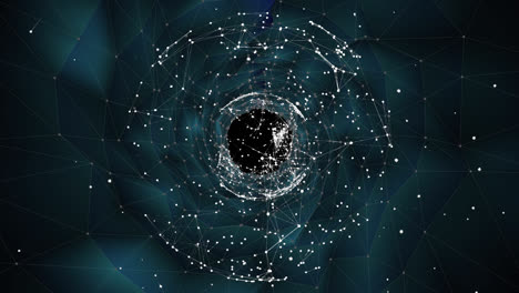 animación del globo con conexiones sobre el espacio digital negro