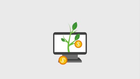 plant growth coins money in computer