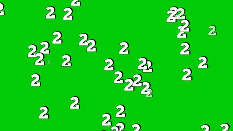 animated numbers 1 two falling vertically like rain on a green screen background. perfect for video editing, vfx, and motion graphics. seamless loop included for continuous use video element