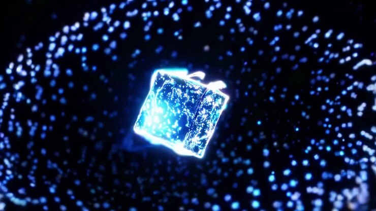 Abstract Glowing Cube in Motion
