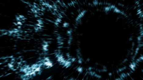 loop animation with wormhole interstellar travel through a blue force field with galaxies and stars