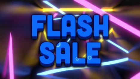 Animation-Von-Flash-Sale-Text-über-Leuchtenden-Neonlichtern-Auf-Schwarzem-Hintergrund