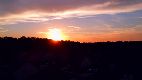 sunset over a suburban neighborhood