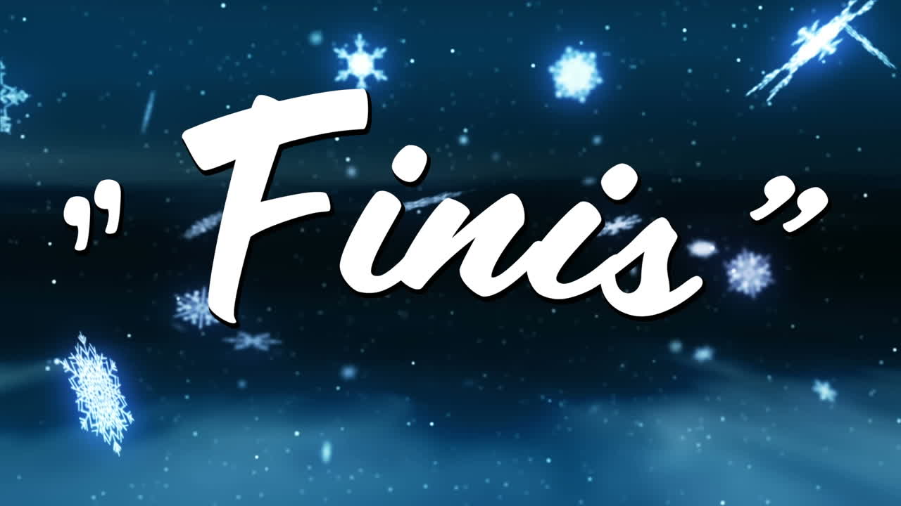 Animation des Textes "Ende" über fallendem Schnee