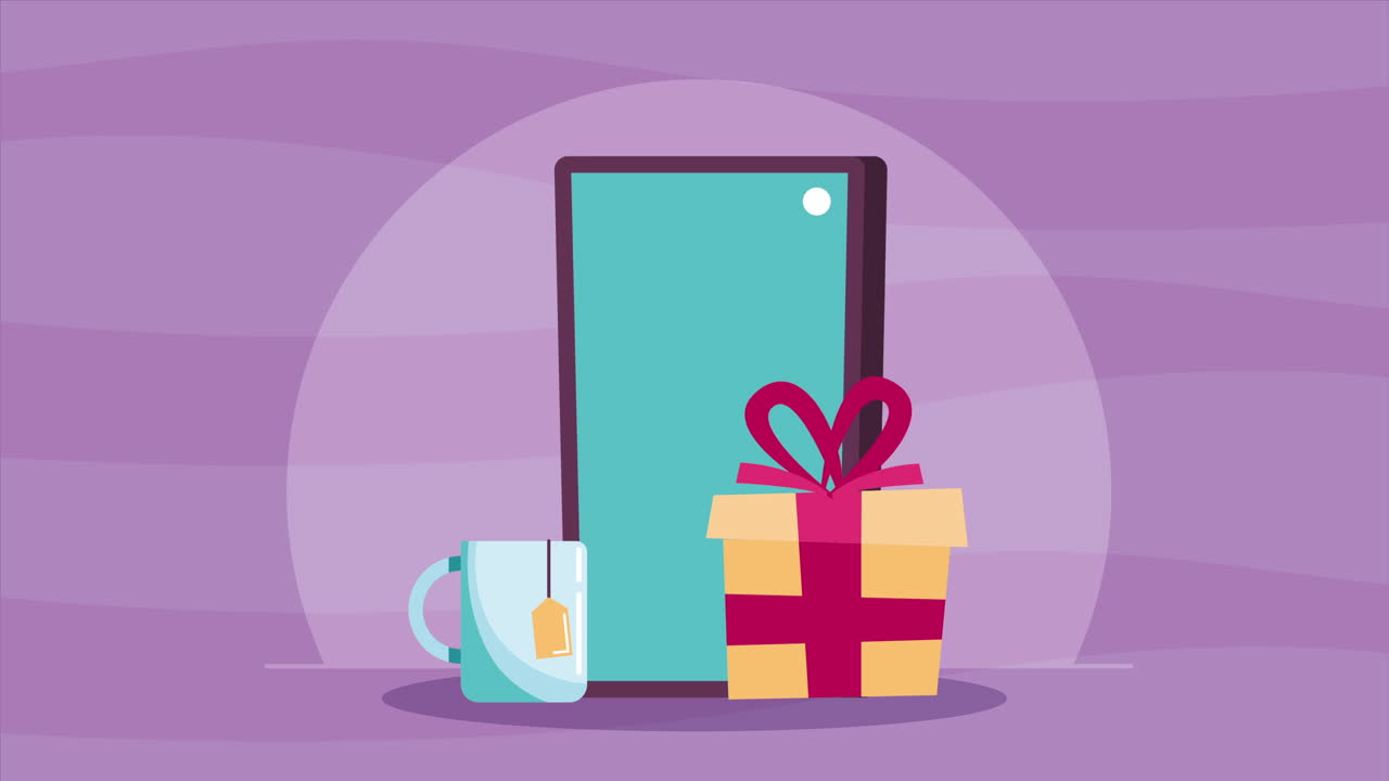 caja de regalo presente en la animación del teléfono inteligente