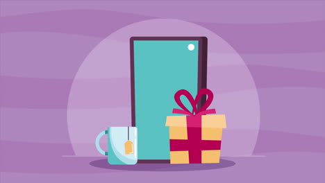 caja de regalo presente en la animación del teléfono inteligente