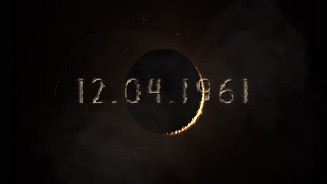 12.04.1961 con luz dorada de planeta negro en galaxia