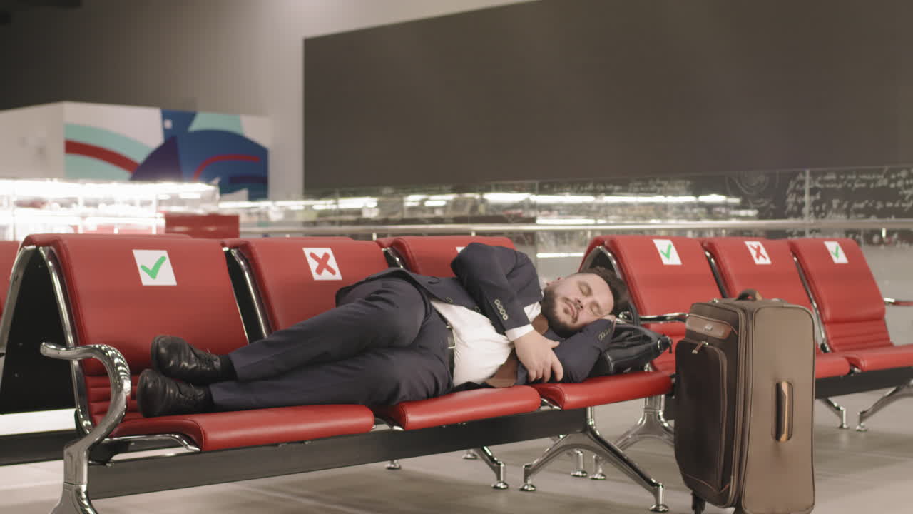 Business Man Sleeping In Airport