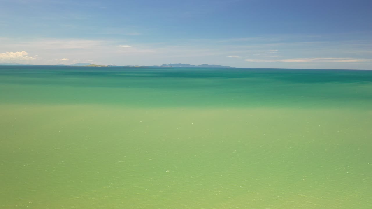 Slow tropical sea drone overflight