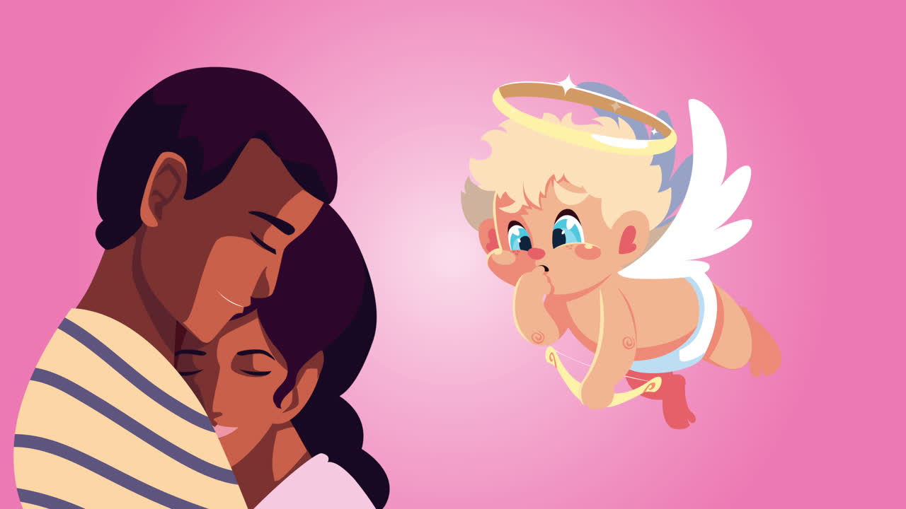 행복한 발렌타인 데이 카드, 쿠피돈, 비행하는 천사, 아프로 애호가