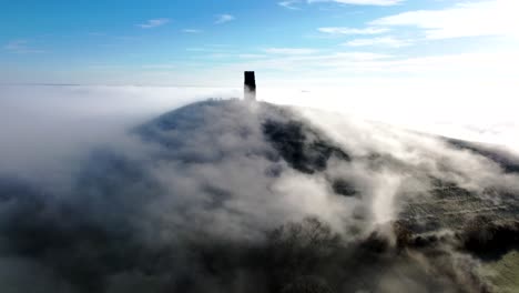 moving drone aerials of glastonbury tor