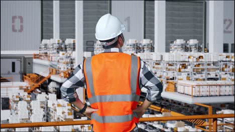 warehouse worker observing inventory