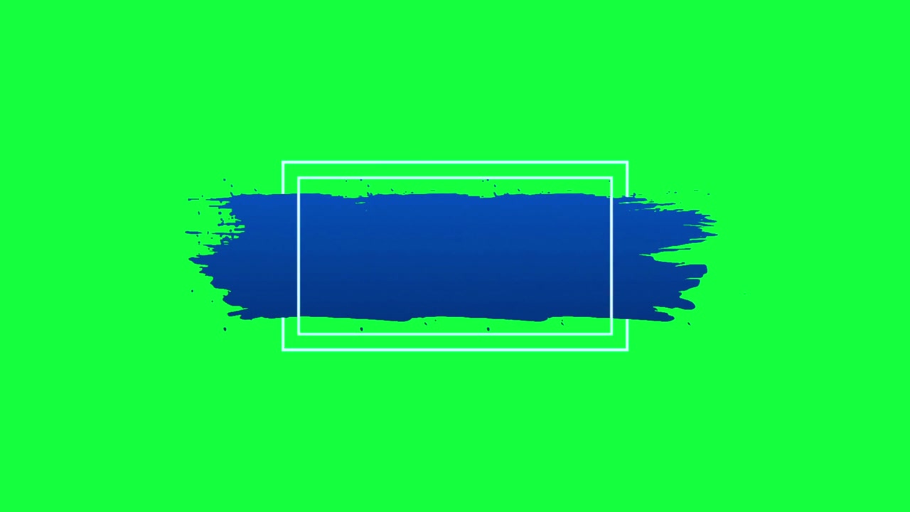 Animated Blue Brush Stroke with White Frame on Green Screen