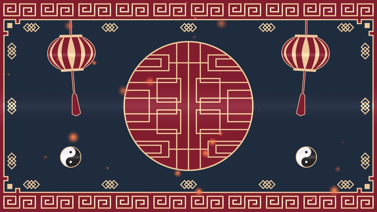 Design di Capodanno Cinese con Lanterne e Yin Yang