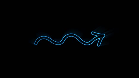 glowing neon line arrow icon isolated on black background. direction arrowhead symbol. motion graphics